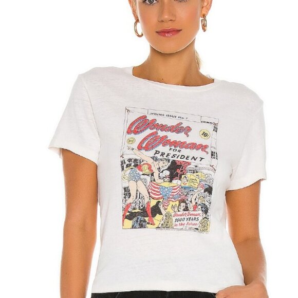 H & M Warner Bros Womens Graphic T-Shirt Wonder Woman For President Comic Book M - Picture 1 of 4